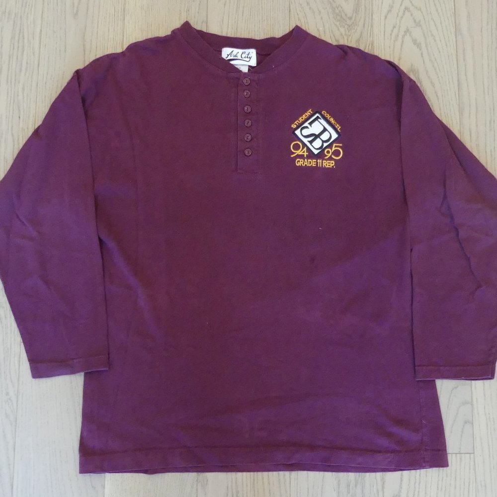 Student Council 94-95 Grade 11 Rep Ash City Buttons Red Medium Long Sleeve Shirt